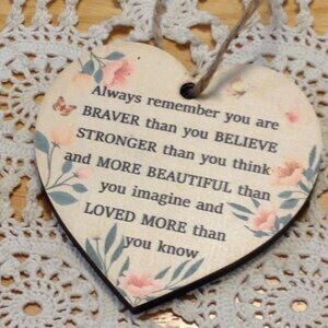 Love and Encouragement Christmas Ornament with twine hang.